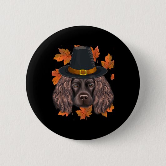 Fall Boykin Spaniel Pilgrim Erntedank Button (Vorderseite)