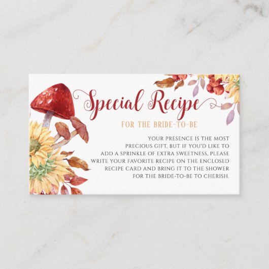 Fall Brautparty Blumenmuster Pilz-Anfrage Begleitkarte (Vorderseite)