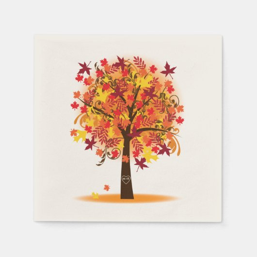 Fall Brautparty Ecru Standard Cocktail Napkin Serviette (Vorderseite)
