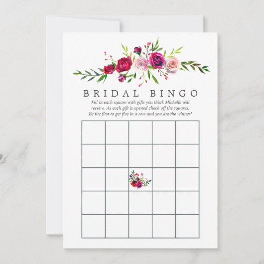 Fall Brautparty Floral Bingo Einladung (Vorderseite)