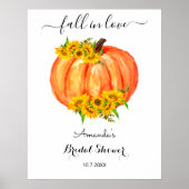 Fall Brautparty Floral Orange Pumpkin Poster (Vorne)