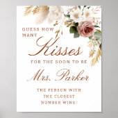 Fall Brautparty Kisses Guessing Game Sign Poster (Vorne)