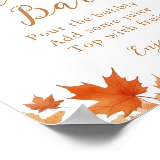 Fall Brautparty Mimosa Bar Poster (Ecke)