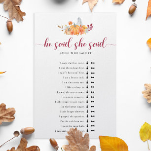 Fall Brautparty Pumpkin Er sagte, sie sagte, Spiel Flyer