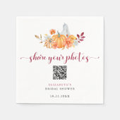 Fall Brautparty Pumpkin QR Code Share-Fotos Serviette (Vorderseite)
