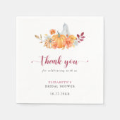 Fall Brautparty Pumpkin-Skript Vielen Dank Serviette (Vorderseite)