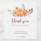 Fall Brautparty Pumpkin-Skript Vielen Dank Weinetikett (Einzelnes Label)