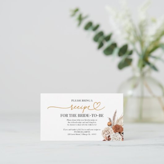 Fall-Brautparty-Rezept-Anfrage Encl Begleitkarte (Stehend Vorderseite)