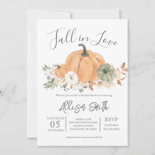 Fall Brautparty, Rückgang der Liebe Einladung (Vorderseite)