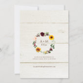 Fall Brautparty Sonnenblumen Rose Burgundy Red Einladung (Rückseite)