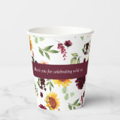 Fall Brautparty Sonnenblumen und Rose Pappbecher (Rückseite)