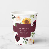 Fall Brautparty Sonnenblumen und Rose Pappbecher (Vorderseite)