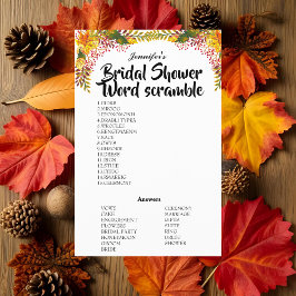 Fall Brautparty Word Scramble Game Flyer