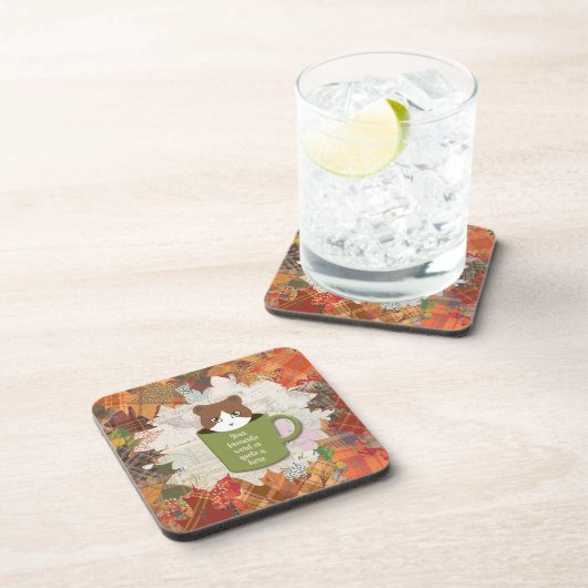 Fall Break Cat Cork Getränkeuntersetzer (Rechte Seite)