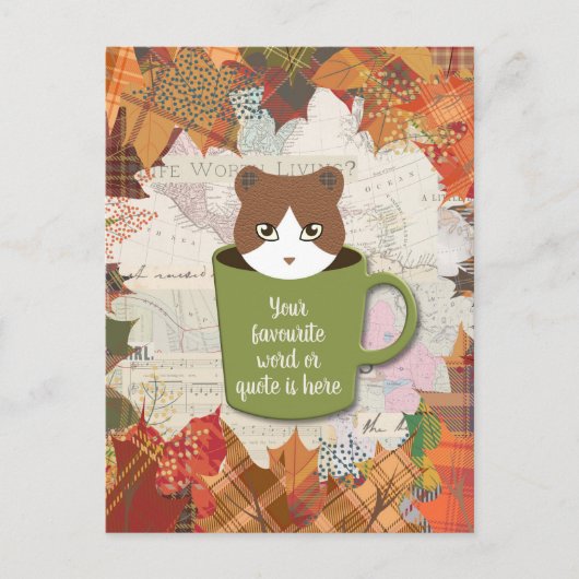 Fall Break Cat Feiertagspostkarte (Vorderseite)