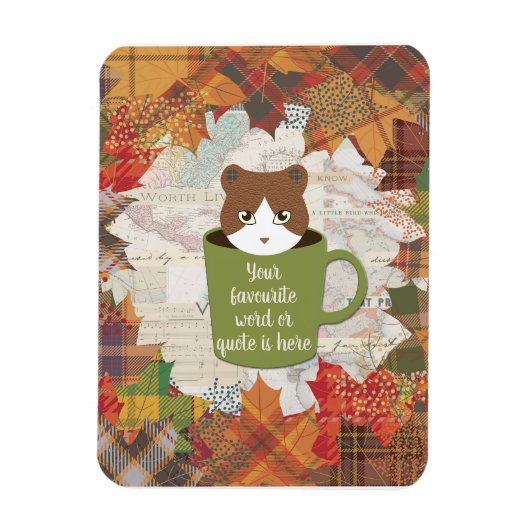 Fall Break Cat Flexible Foto Magnet (Vertikal)