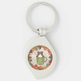 Fall Break Cat Metal Schlüsselanhänger