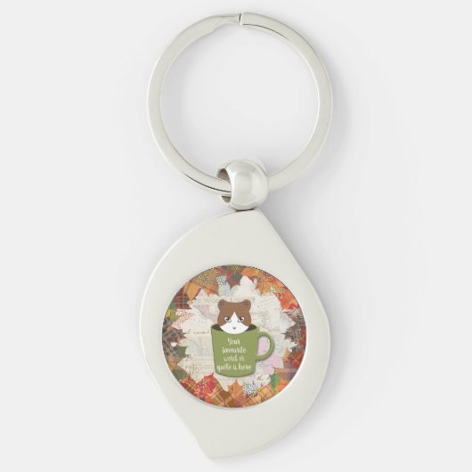 Fall Break Cat Metal Schlüsselanhänger (Vorderseite)