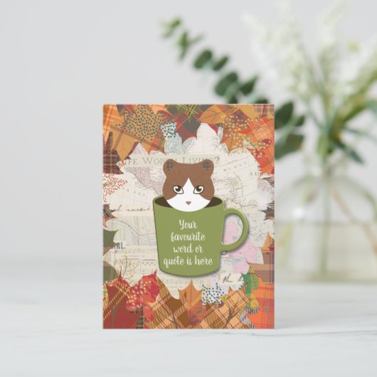 Fall Break Cat Postkarte (Stehend Vorderseite)