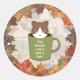 Fall Break Cat Runder Aufkleber