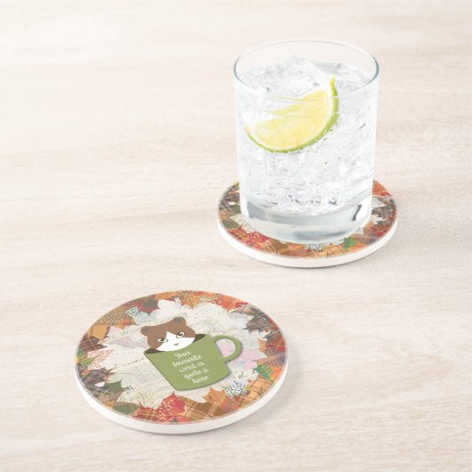 Fall Break Cat Sandstone Drink Getränkeuntersetzer (Seite)