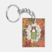 Fall Break Cat Square Schlüsselanhänger (Vorderseite links)