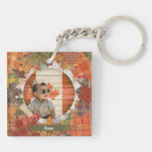 Fall Break Cat Square Schlüsselanhänger (Rückseite)