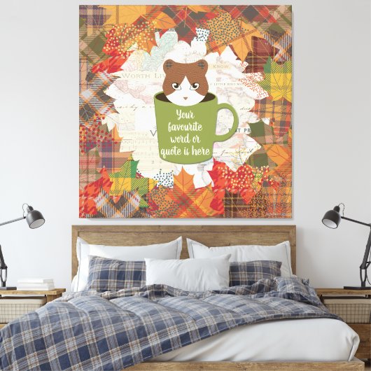 Fall Break Cat Stretched Canvas Print Leinwanddruck (Insitu (Schlafzimmer))