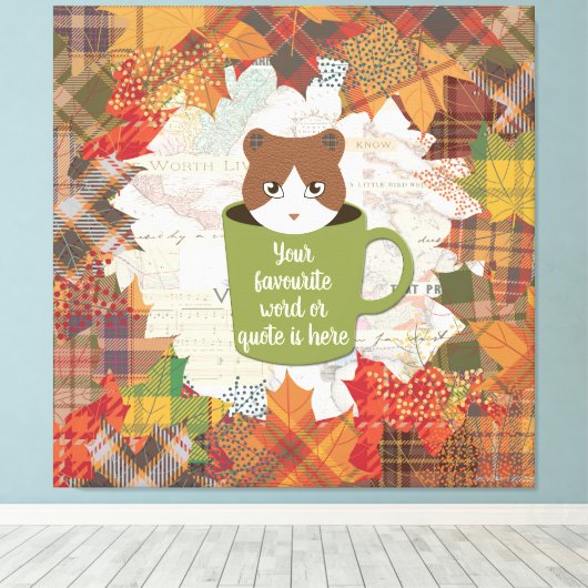 Fall Break Cat Stretched Canvas Print Leinwanddruck (Insitu (Holzboden))