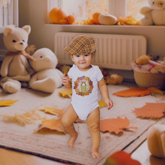 Fall Break Cat Wreath Baby Strampler