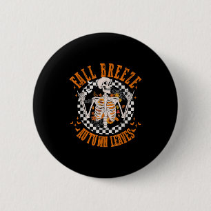 Fall Breeze Herbst Blätter Skelett Blume Thanksgi Button
