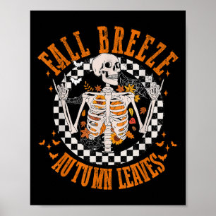 Fall Breeze Herbst Blätter Skelett Blume Thanksgi Poster