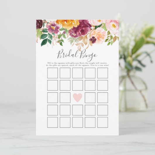 Fall Bridal Bingo Showspiel Einladung (Stehend Vorderseite)