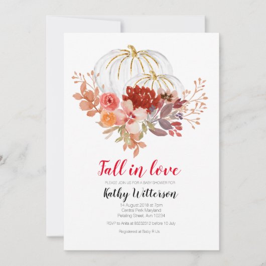 Fall Bridal Dusche Einladung Burgundy (Vorderseite)