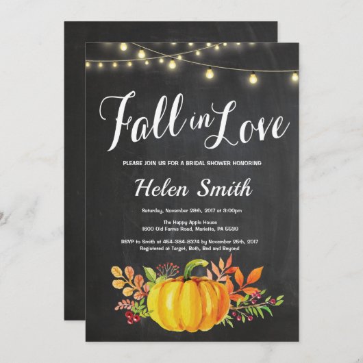 Fall Bridal Dusche Einladung String Lights (Vorne/Hinten)