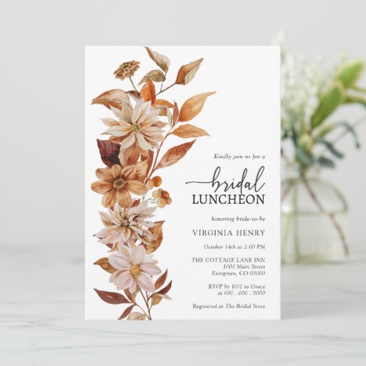 Fall Bridal Luncheon Einladung (Stehend Vorderseite)