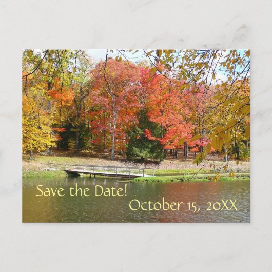 Fall Bridge Save the Date Postkarte (Vorderseite)