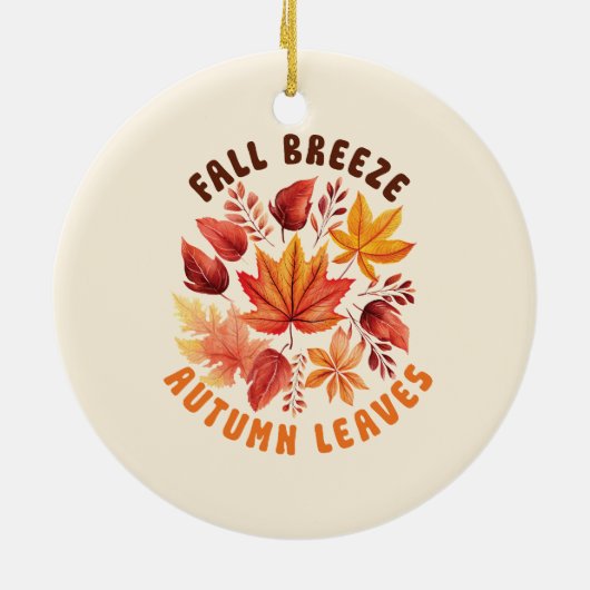 Fall Brise, Herbst Blätter - Whimsischer Fall Keramik Ornament (Hinten)