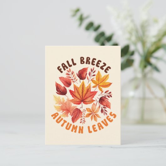 Fall Brise, Herbst Blätter - Whimsischer Fall Postkarte (Stehend Vorderseite)