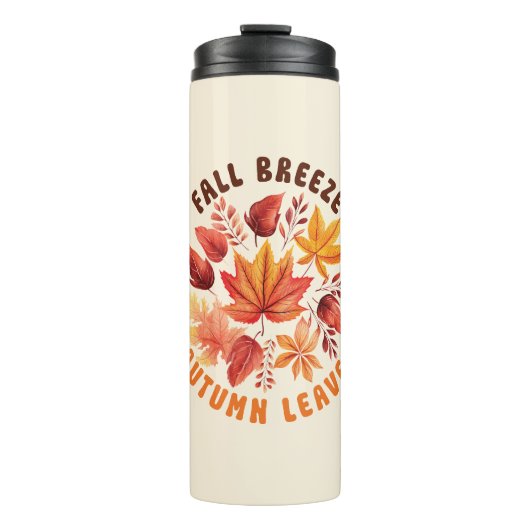 Fall Brise, Herbst Blätter - Whimsischer Fall Thermosbecher (Vorderseite)