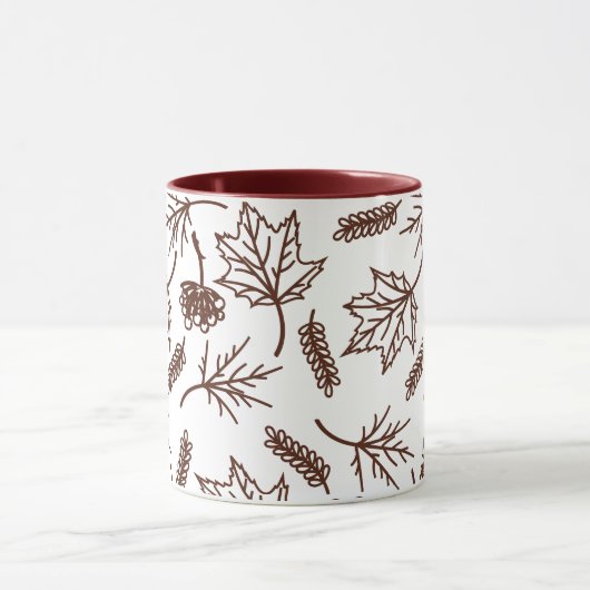Fall Brown Blätter Kontur Zwei-Tonen-Tasse Tasse (Zentrum)
