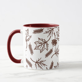 Fall Brown Blätter Kontur Zwei-Tonen-Tasse Tasse