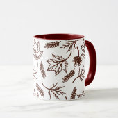 Fall Brown Blätter Kontur Zwei-Tonen-Tasse Tasse (VorderseiteRechts)