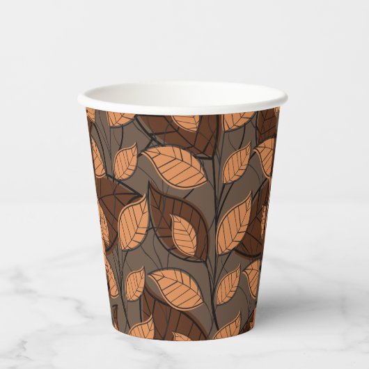 Fall Brown-Blätter Pappbecher (Vorderseite)