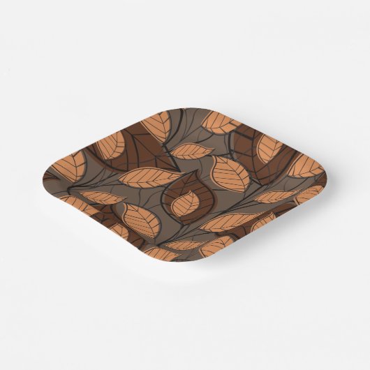 Fall Brown-Blätter Pappteller (Gewinkelt)