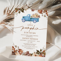 Fall Brown Floral Blue Pumpkin Truck Baby Dusche