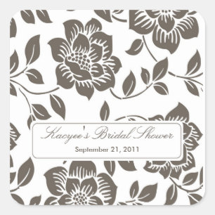 Fall Brown Floral Brautparty Square Sticker