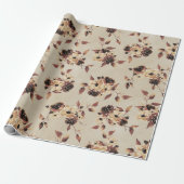 Fall Brown Floral Wrapping Paper Geschenkpapier (Ungerollt)