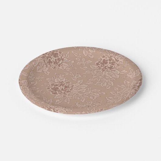 Fall Brown Hydrangea Blume und Blätter Pappteller (Schrägansicht)