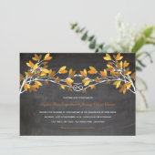 Fall Brown Knotted Liebe Trees Chalkboard Hochzeit Einladung (Stehend Vorderseite)